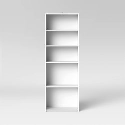 2 White Five-Shelf Bookcases