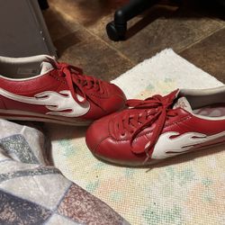 Nike YG 4Hunnid The Flame Block Runner Red White Mens Size 11 Used No Box