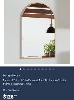 Design House Maeve 20-in x 30-in Framed Arch Bathroom Vanity Mirror (Brushed Gold)