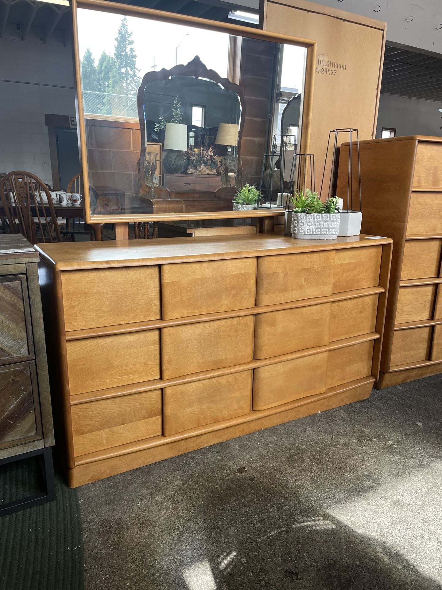 Heywood Wakefield Sculptura Dresser with Mirror