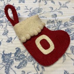 Vintage Handmade Felted Wool Christmas Stocking 6”
