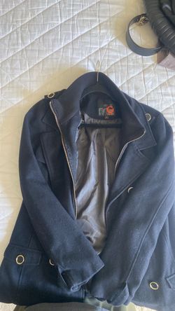 Black Wool-Blend Zip-Up Jacket