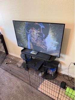 44 inch TV and Stand + Black Desk Set – Great Condition