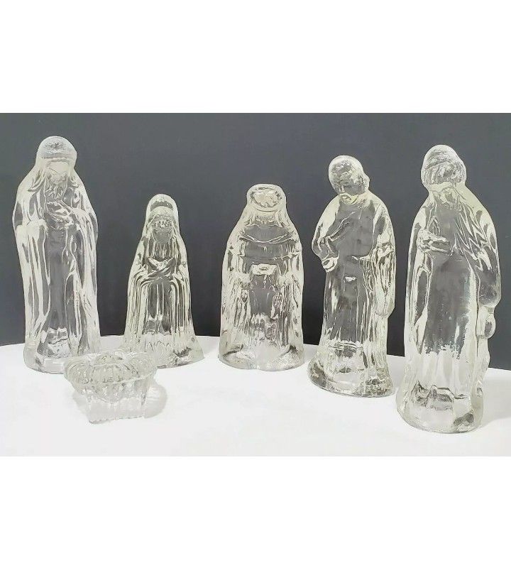 Gift Gallery Vintage Crystal Nativity Set Mary Joseph Baby Jesus Three Wise Men Original Box