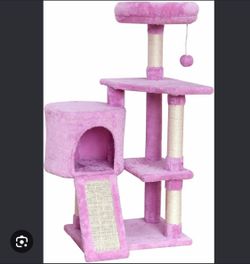 Pink Cat Tree Tower with Scratching Posts