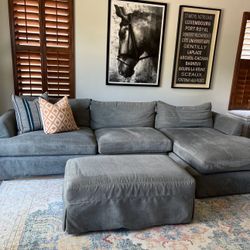 Arhaus sectional + ottoman 