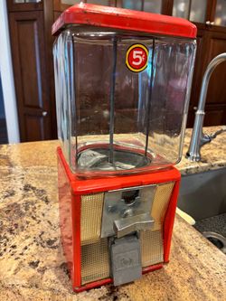 1960’s 5-cent Red Gum Ball Machine - Original - Northwestern Morris, IL