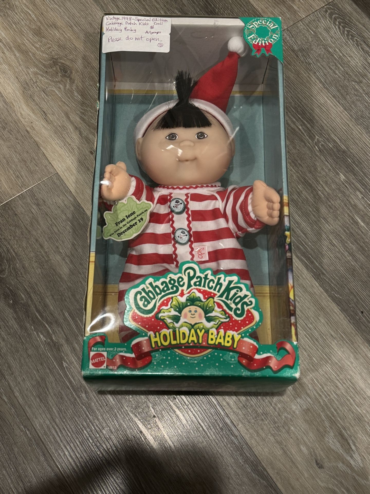 VINTAGE 1998 CABBAGE PATCH KIDS HOLIDAY BABY DOLL - FRAN IONE DECEMBER 19 Rare Special Edition New In Box