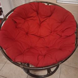 Adjustable Papasan Chair with Red Cushion!