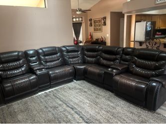 Comfortable Black Leather Couch