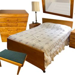 Vintage 1940's Russel Wright Conant Ball Hard Rock Maple Bedroom Set 9 piece