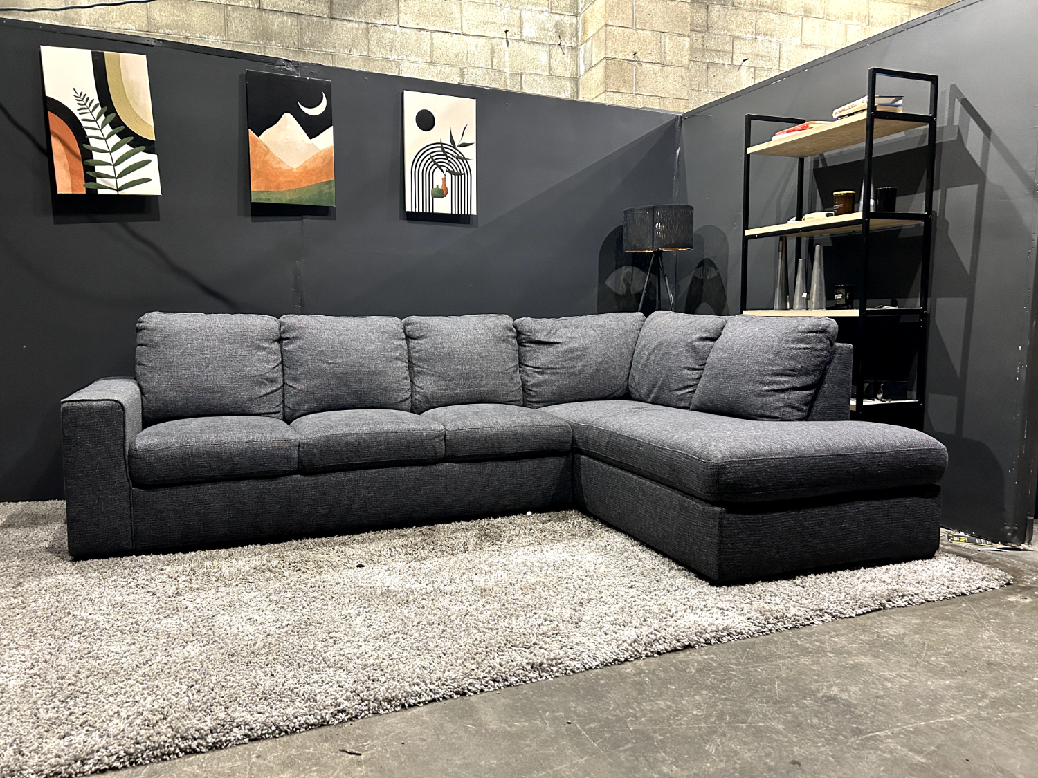 Living Spaces Navy Sectional Sofa - Delivery Available!
