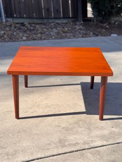 Mid Century Modern Vintage Danish Teak Wood Square Coffee Table
