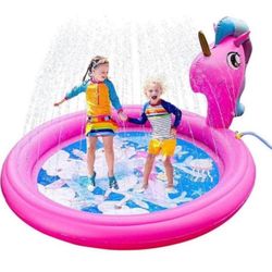 Brandnew Unicorn Splash Pads Sprinkler for Kids Toddler, Large Size 71" Outdoor Inflatable