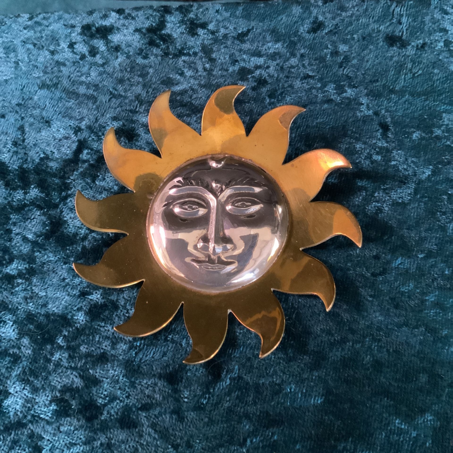 925 SILVER TWO TONE SUN BROOCH/PIN