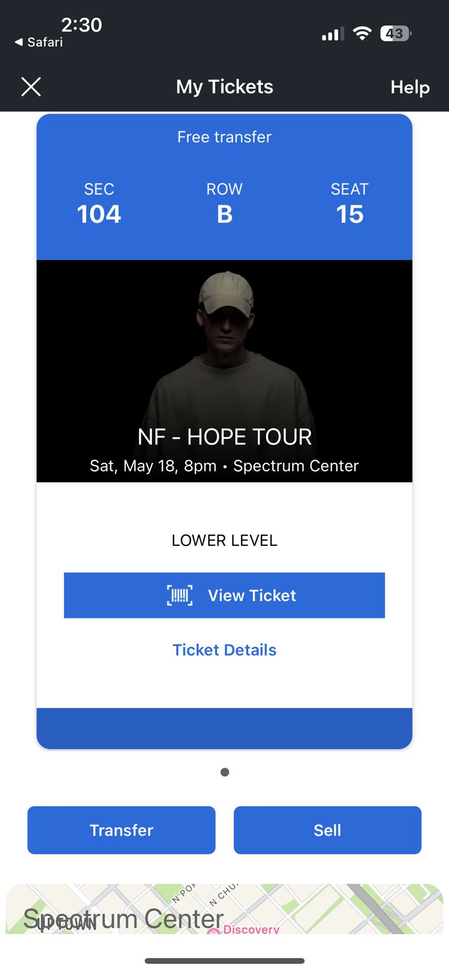 1 Ticket To NF In Charlotte 