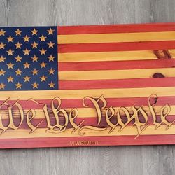 American Flag Handcrafted Wood