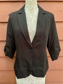 NWT Elleven Black Blazer Jacket Single Button 3/4 Sleeve