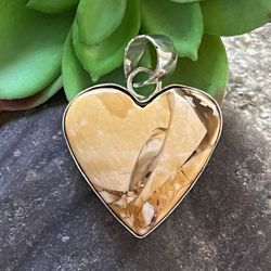 Brecciated Mookaite Gemstone Heart 1.8” Silver Pendant