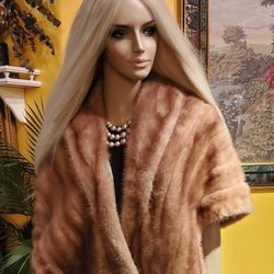 Genuine Mink Fur Shawl Cape 