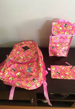 Emoji backpack/lunch bag/pouch set-New