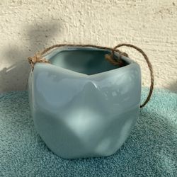 Mint Green Hanging Hexagon Flower Pot.