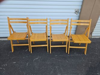 4 VINTAGE WOOD WOODEN FOLDING CHAIRS