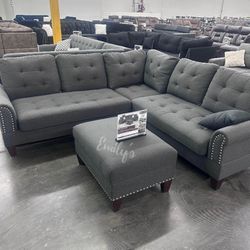 Tufted Sectional Sofa Ottoman With Storage 