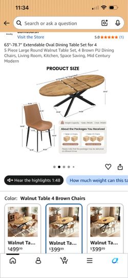 Extendable Oval Dining Table Set with 6 Chairs