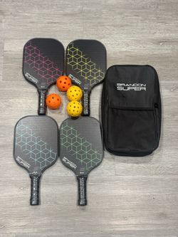 Brandon Super Pickleball Paddles Racquet Set of 4 Rackets w/Balls & Bag USAPA