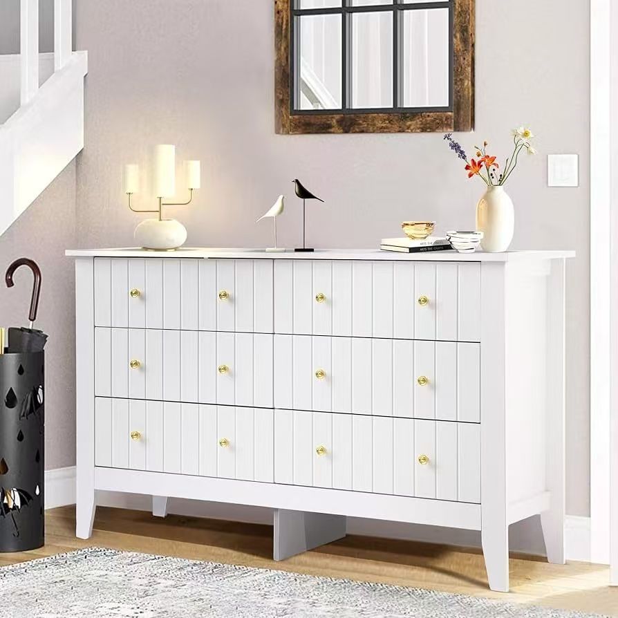 White 6-drawer dresser