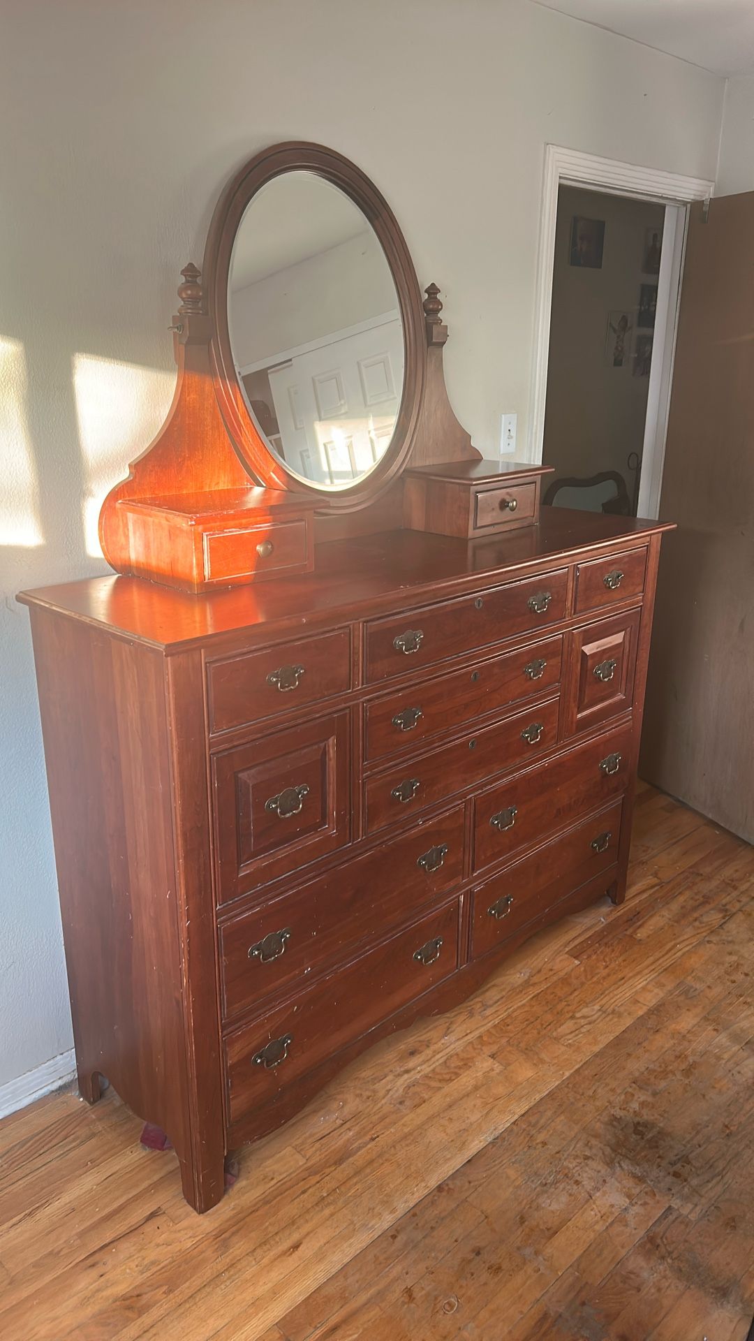 Cherry Wood Dresser Set