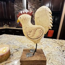 Wood Chicken Glass Feet Table Top Decoration 