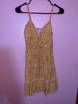 Mustard Yellow Floral Print Mini Dress