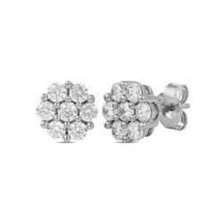 Diamond Flower Stud Earrings in 10K White Gold 