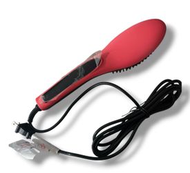 New Evalectric Coral Pink Hair Straightener Brush No Box
