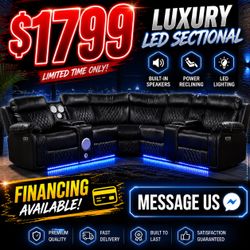 Brand new power reclining sectional sofa w/ speakers and led lights
