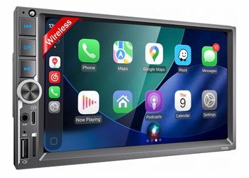 7" Double DIN Car Stereo – Wireless CarPlay & Android Auto w/ Back Up Camera