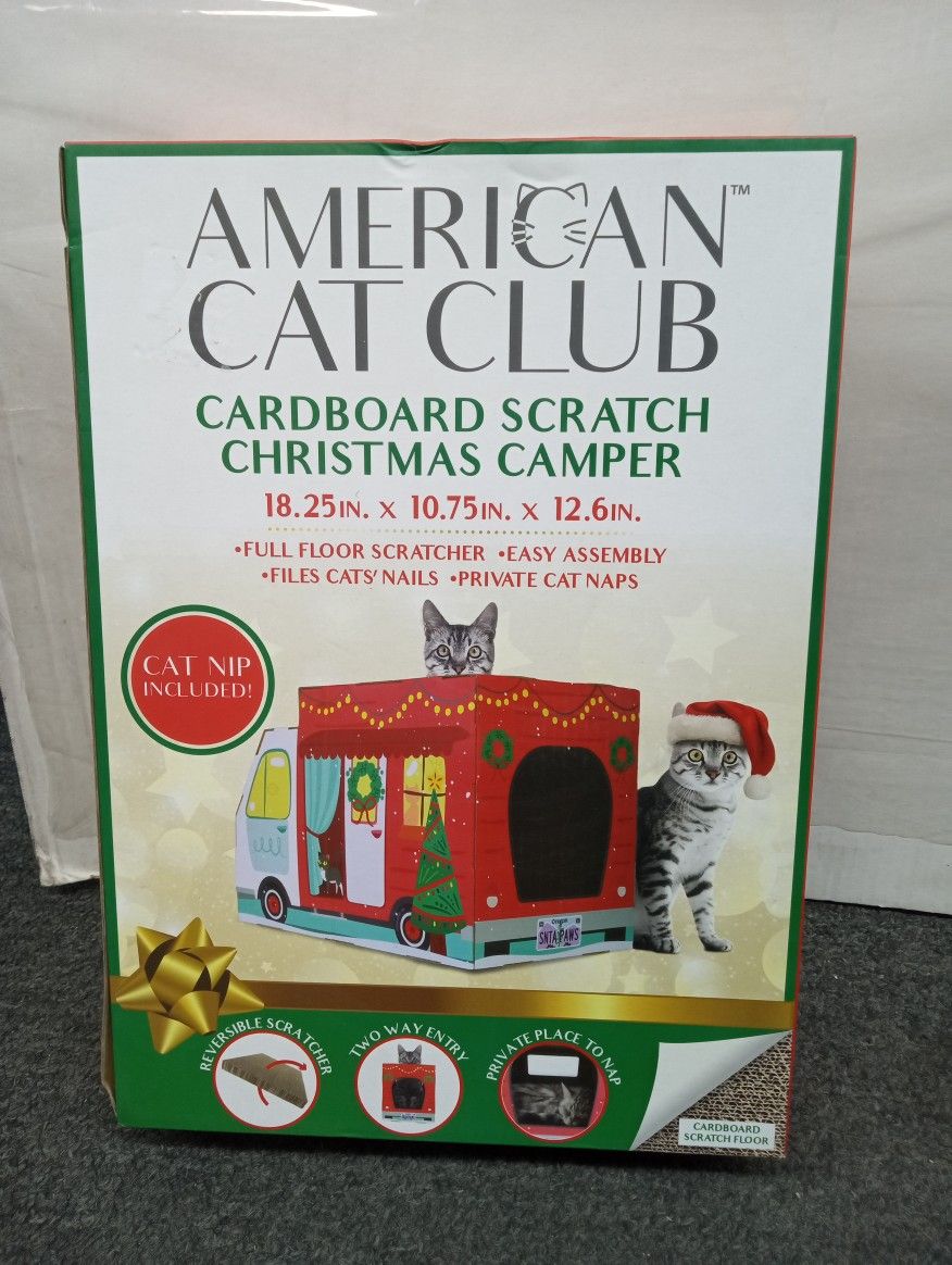 American Cat Club Cardboard Scratch Christmas Camper