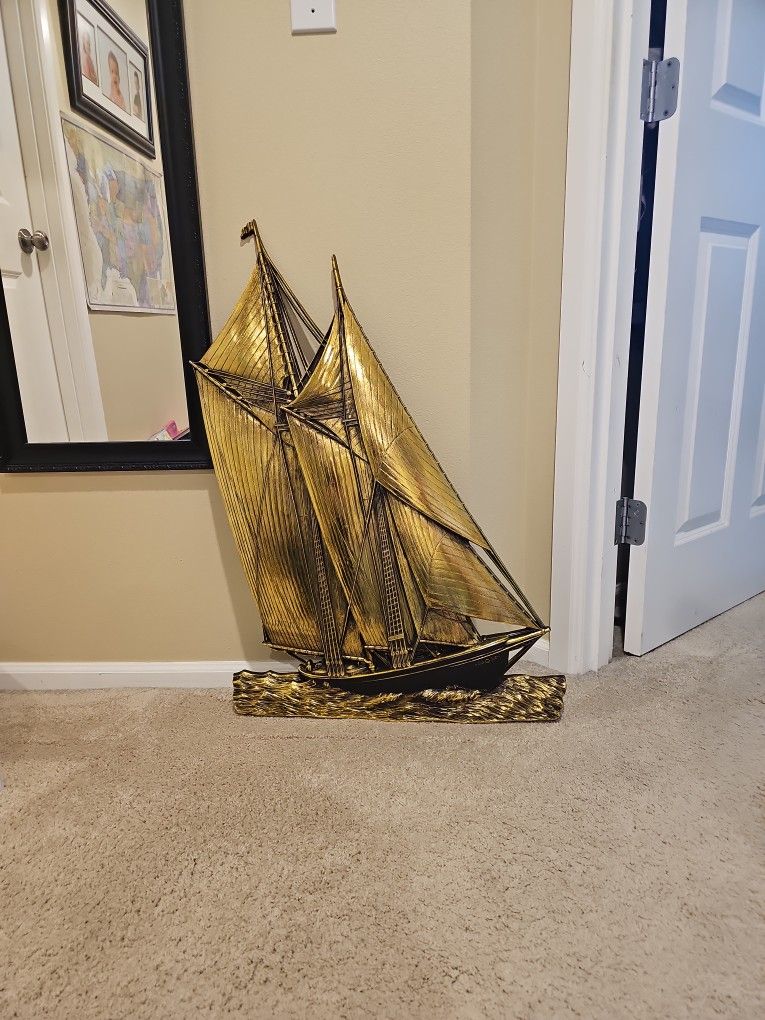 Gold Sailboat Original 1972 Wall Art