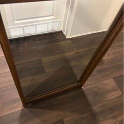 Vintage Wood-Framed Wall Mirror – Mid-Century Style
