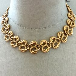 Napier Vintage Gold Tone Snake Link Statement Necklace