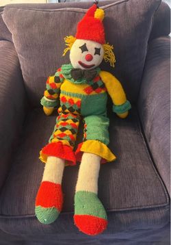 Homemade Knitted Crochet Clown Halloween