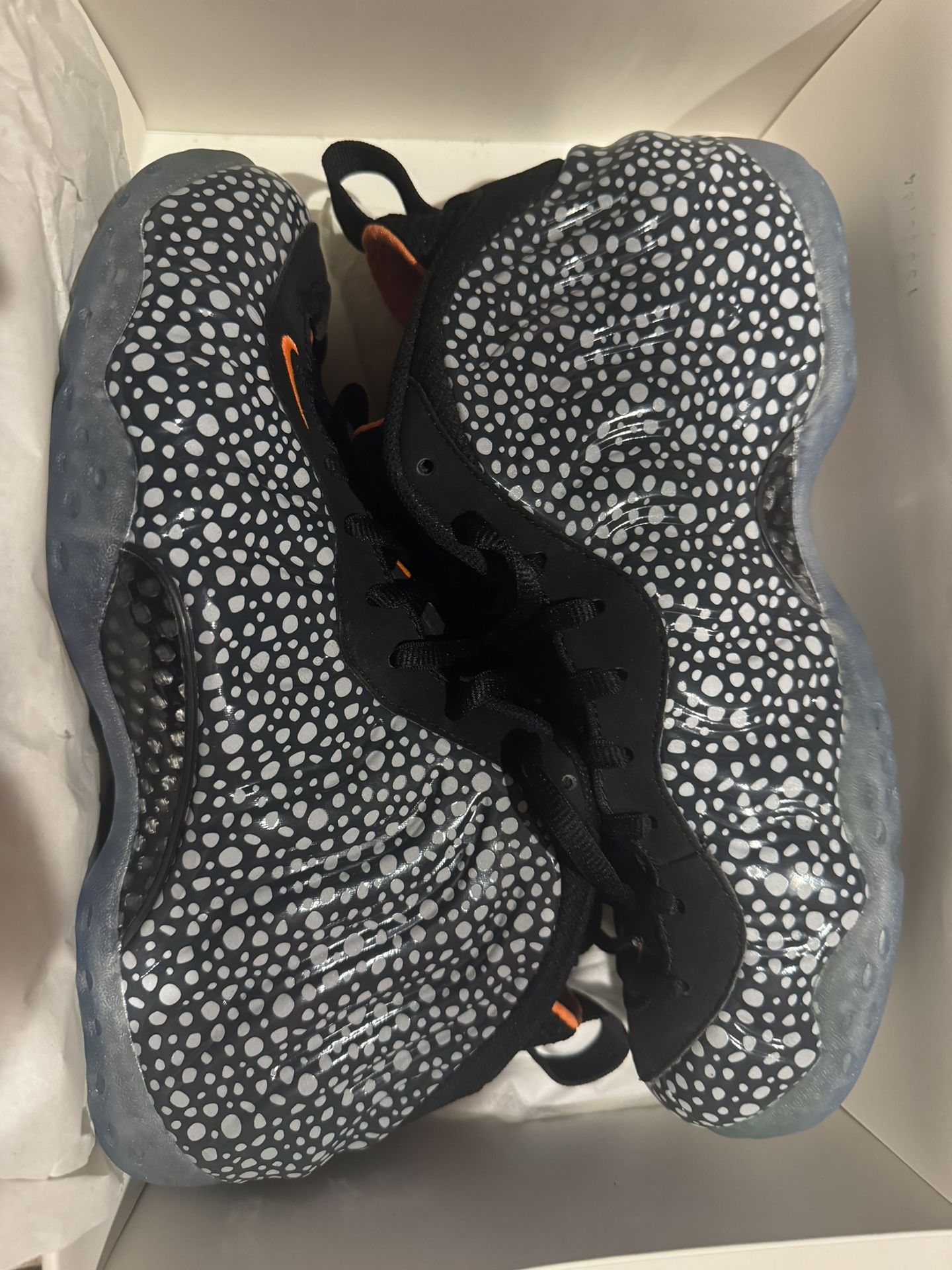 NIKE AIR FOAMPOSITE ONE PREMIUM PRM SAFARI ANTHRACITE-ORANGE SZ 9