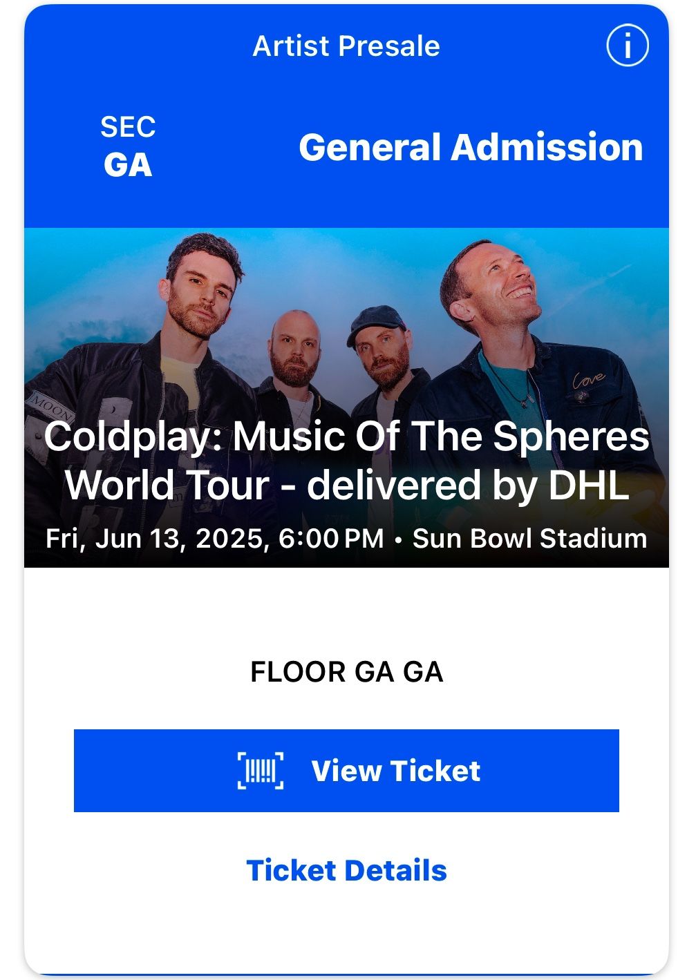 ColdPlay Concert Tickets