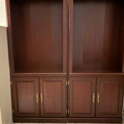 Wooden Bookshelf with Cabinets moving must sale $30 dollars 