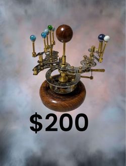 Brass and Wood Solar System Orrery Model