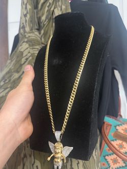 Cuban chain 10kt gold and charm