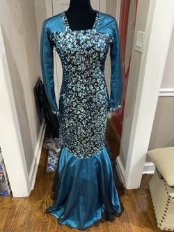 Long Sleeve Dress Modest Mermaid Prom Evening Gown Party Wedding Sequins Sequin Modest 
