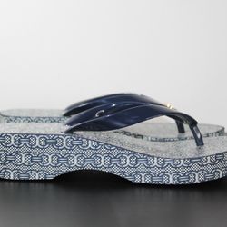 Tory Burch Women's Cut-Out Wedge Flip-Flops Sz 6